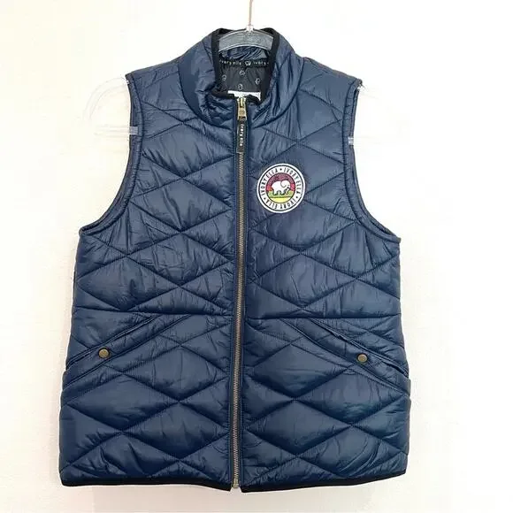 Ivory Ella Quilted Puffer Vest Navy Blue Lightweight Elephant - Small - Picture 9 of 9